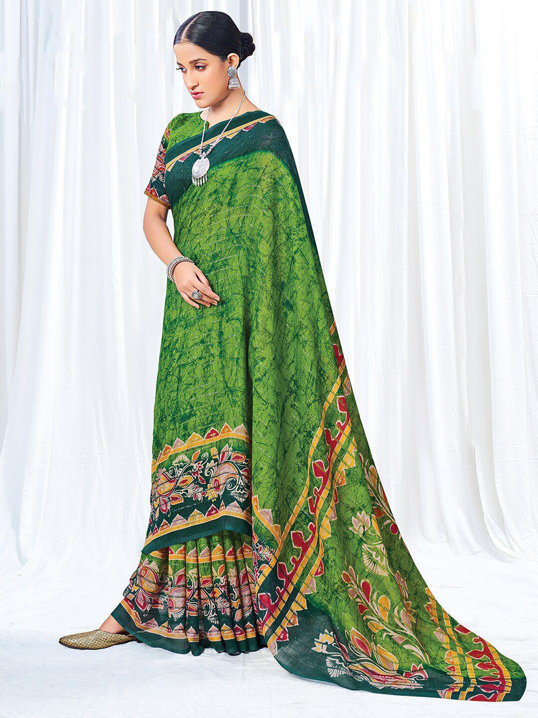 mitera abstract printed block print saree