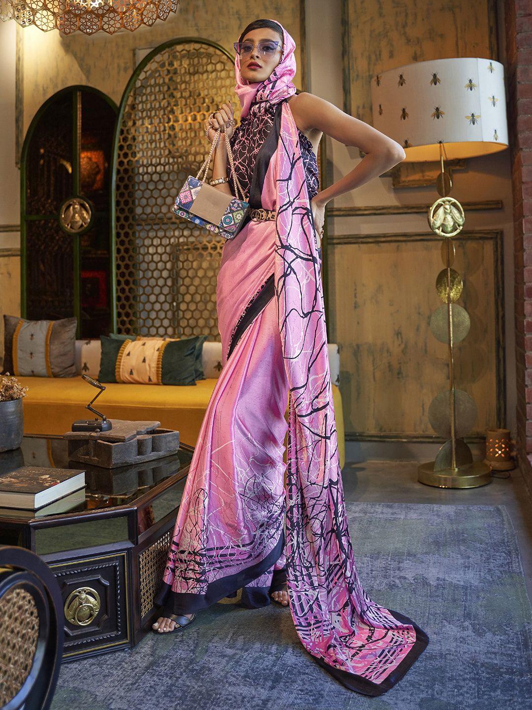 mitera abstract printed crepe saree