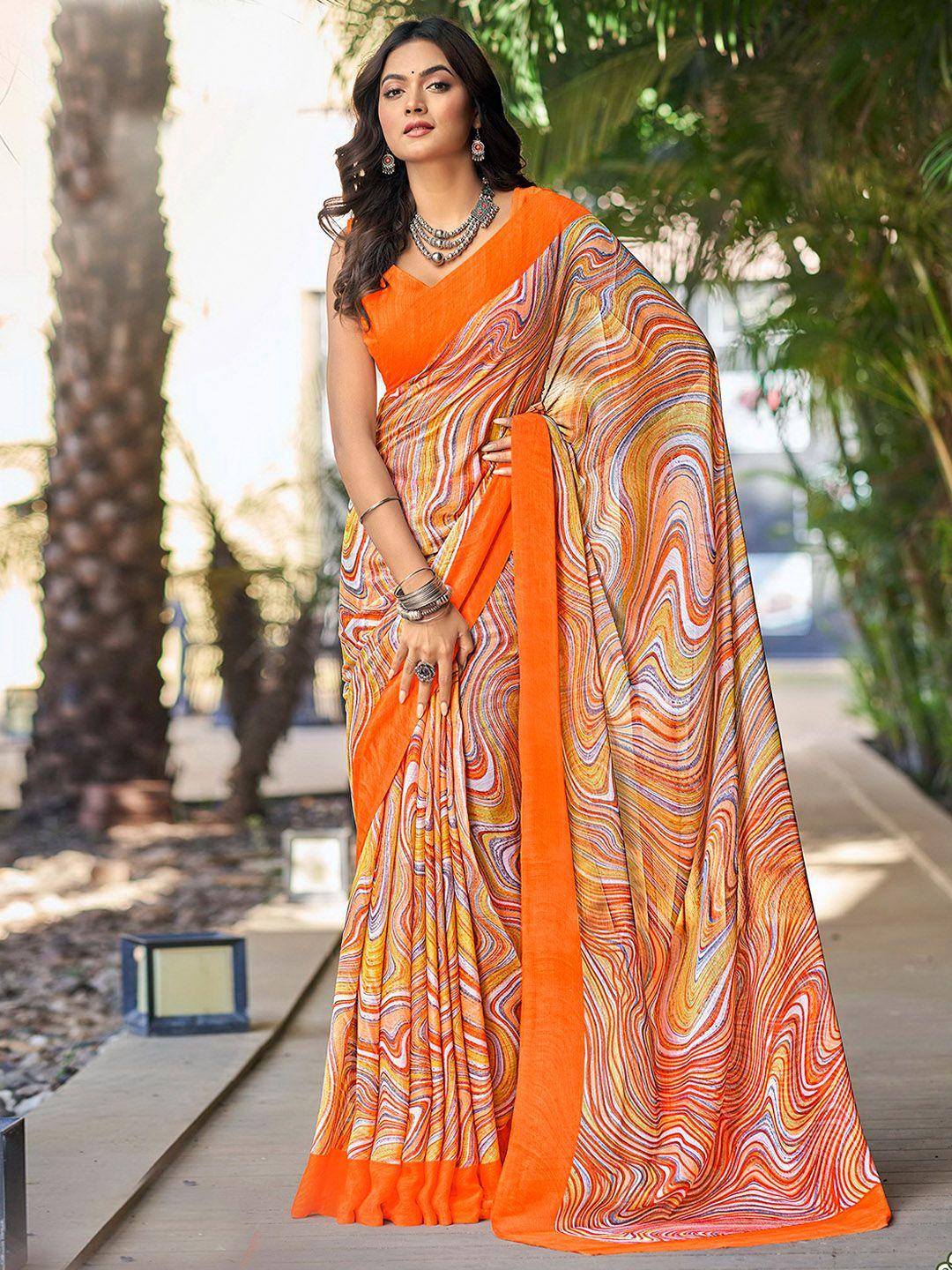 mitera abstract printed poly chiffon saree