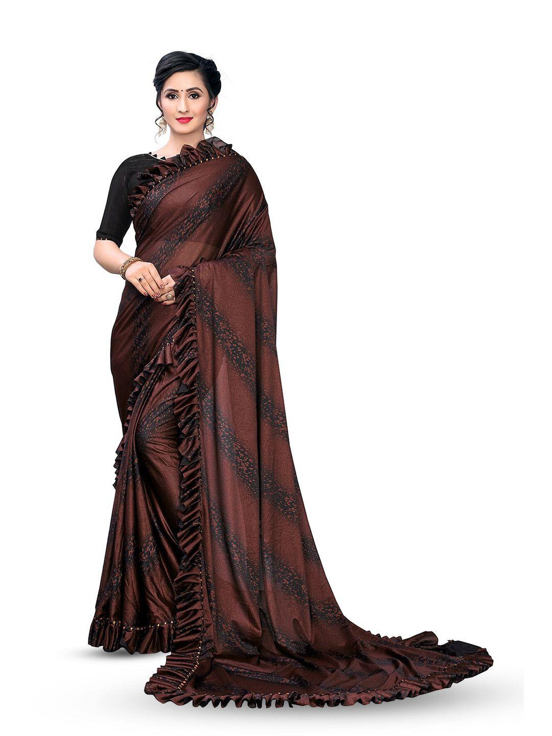 mitera abstract printed ruffles saree