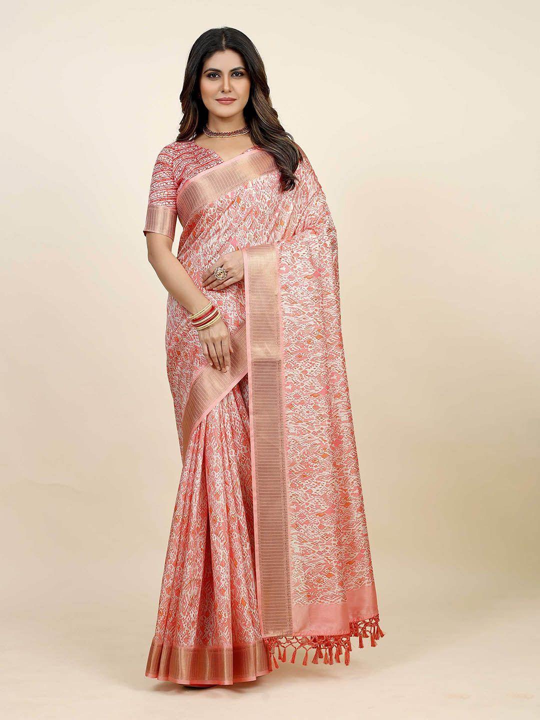 mitera abstract printed zari detailed saree