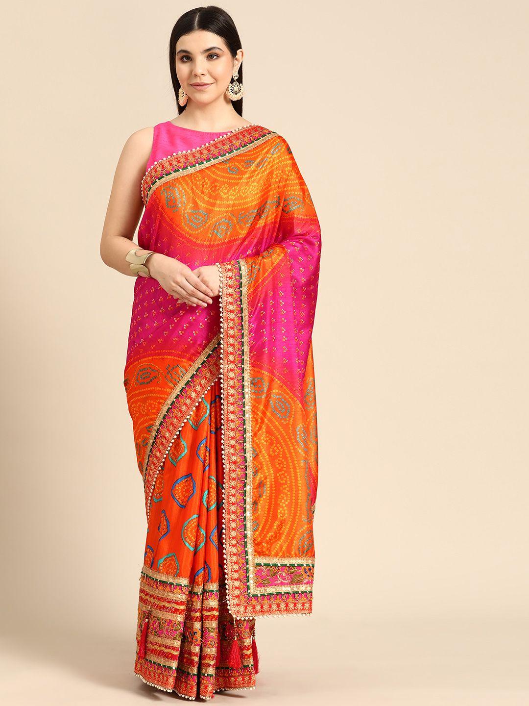 mitera bandhani gotta patti saree