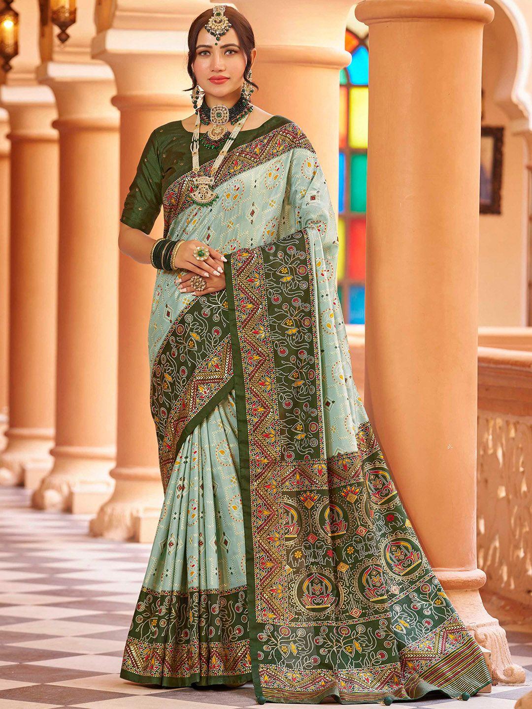 mitera bandhani printed banarasi saree