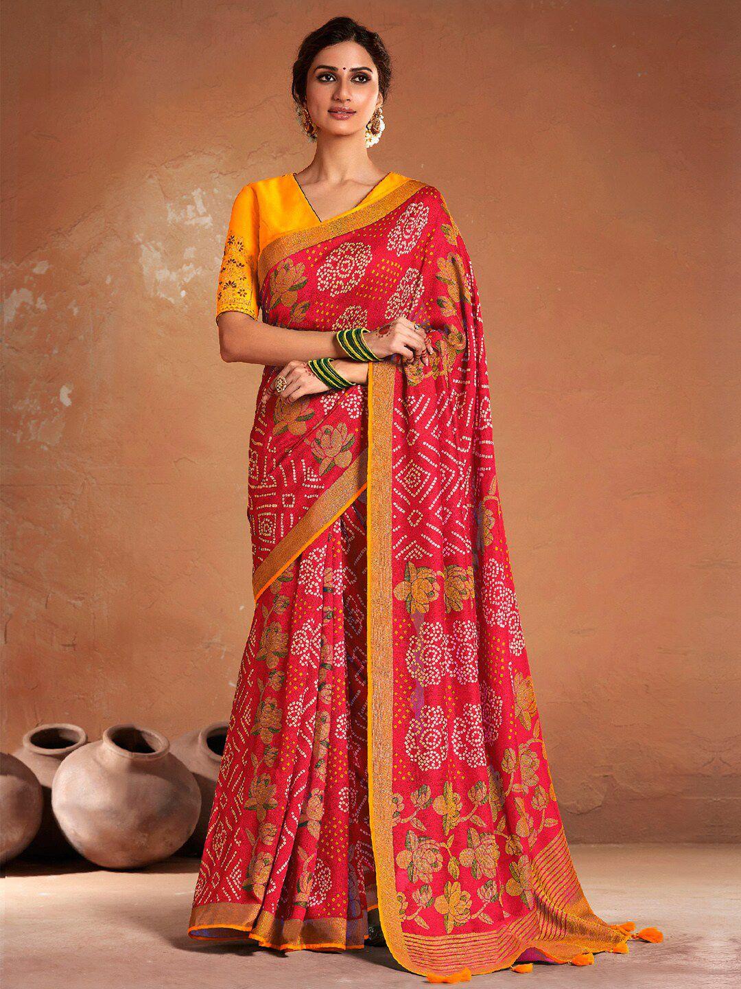 mitera bandhani printed bandhani saree