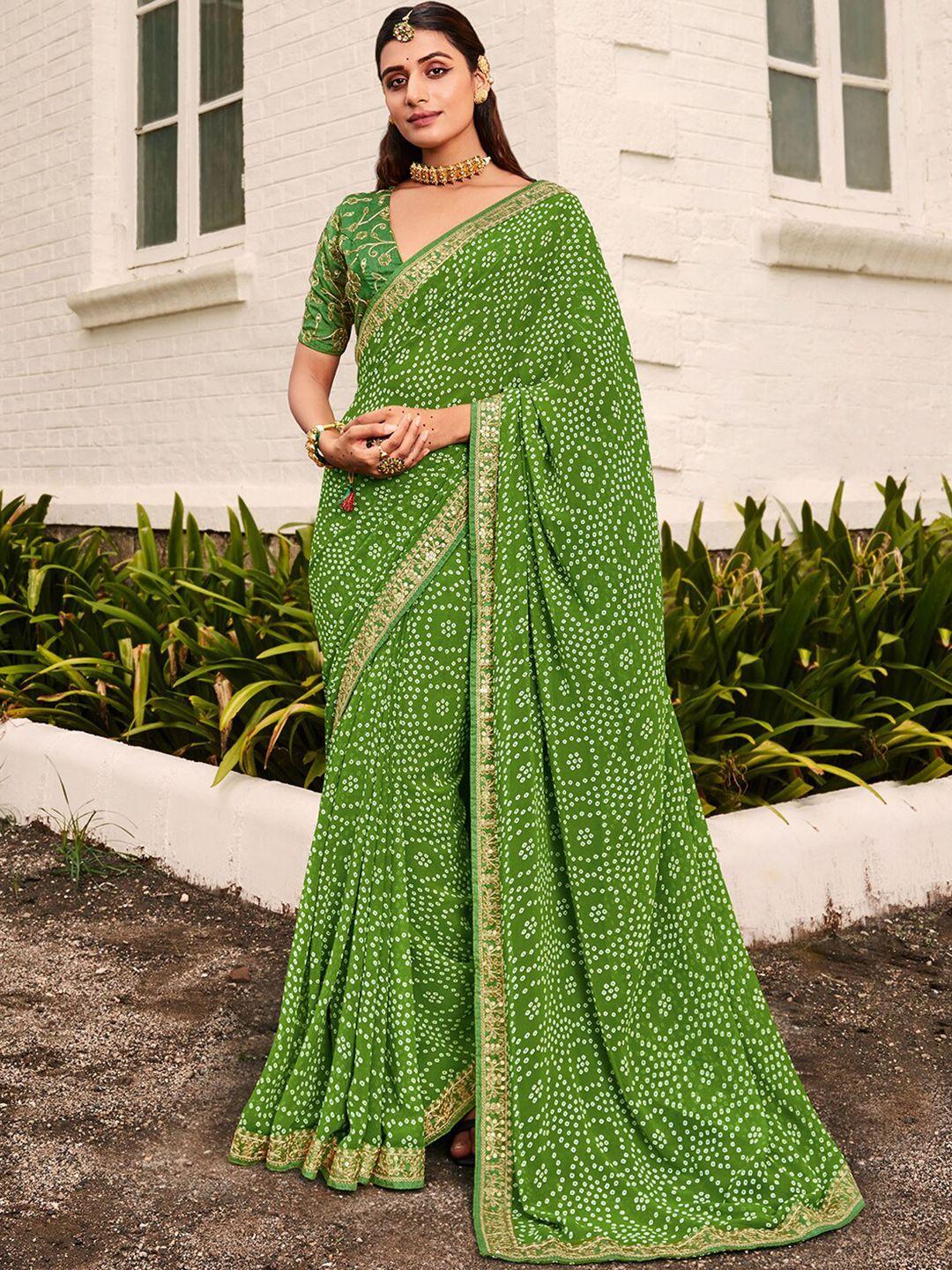 mitera bandhani printed embroidered saree