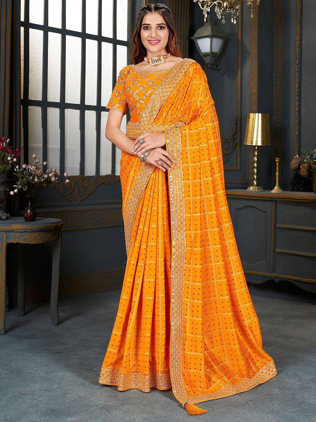 mitera bandhani printed embroidered zari saree