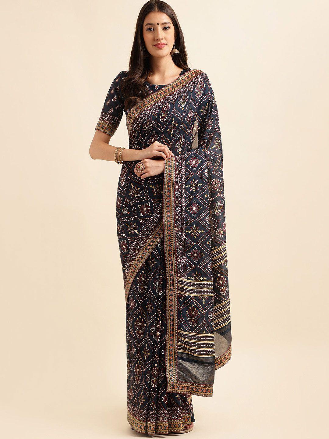 mitera bandhani printed pure silk saree