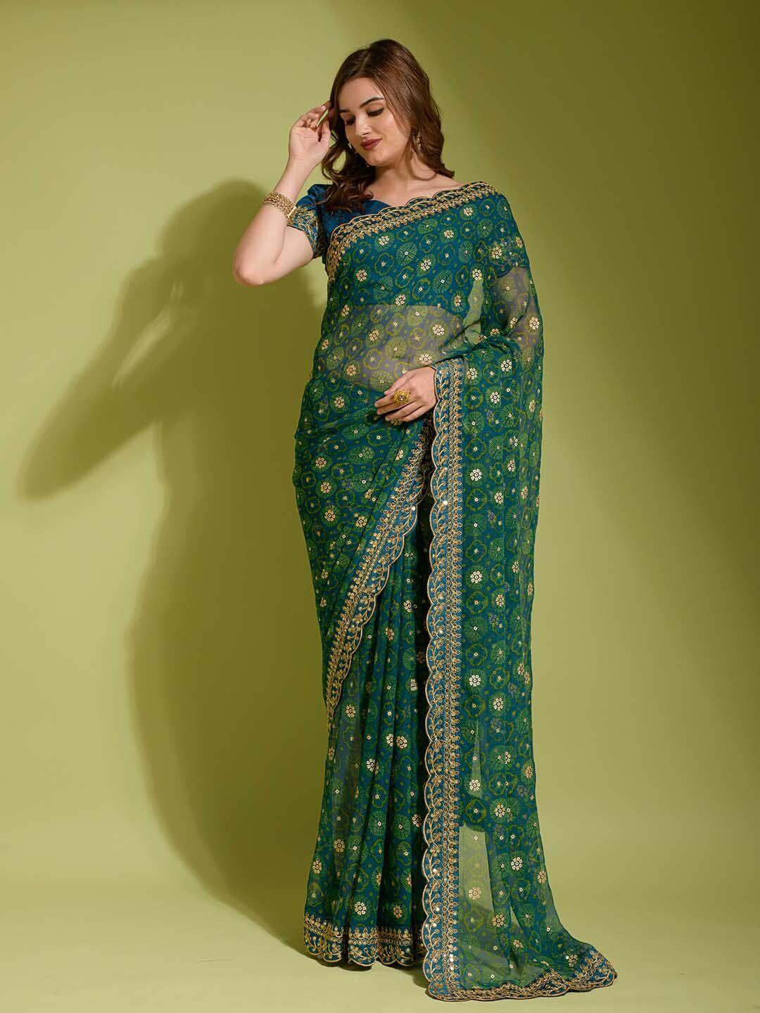 mitera bandhani printed saree