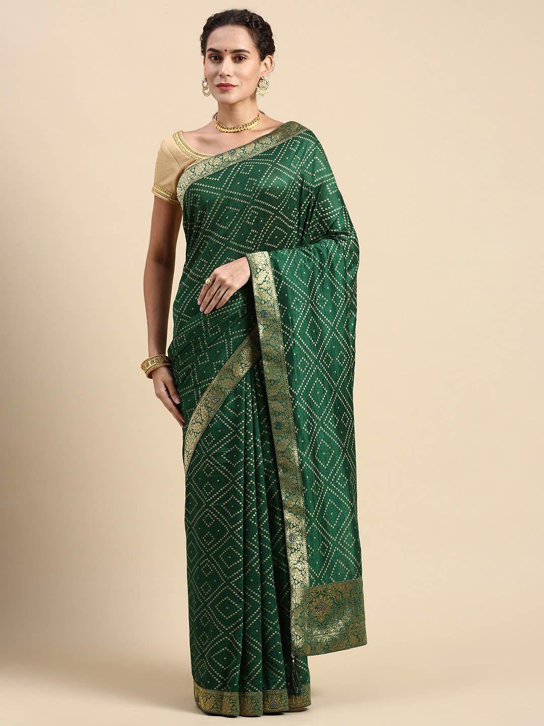 mitera bandhani printed zari saree