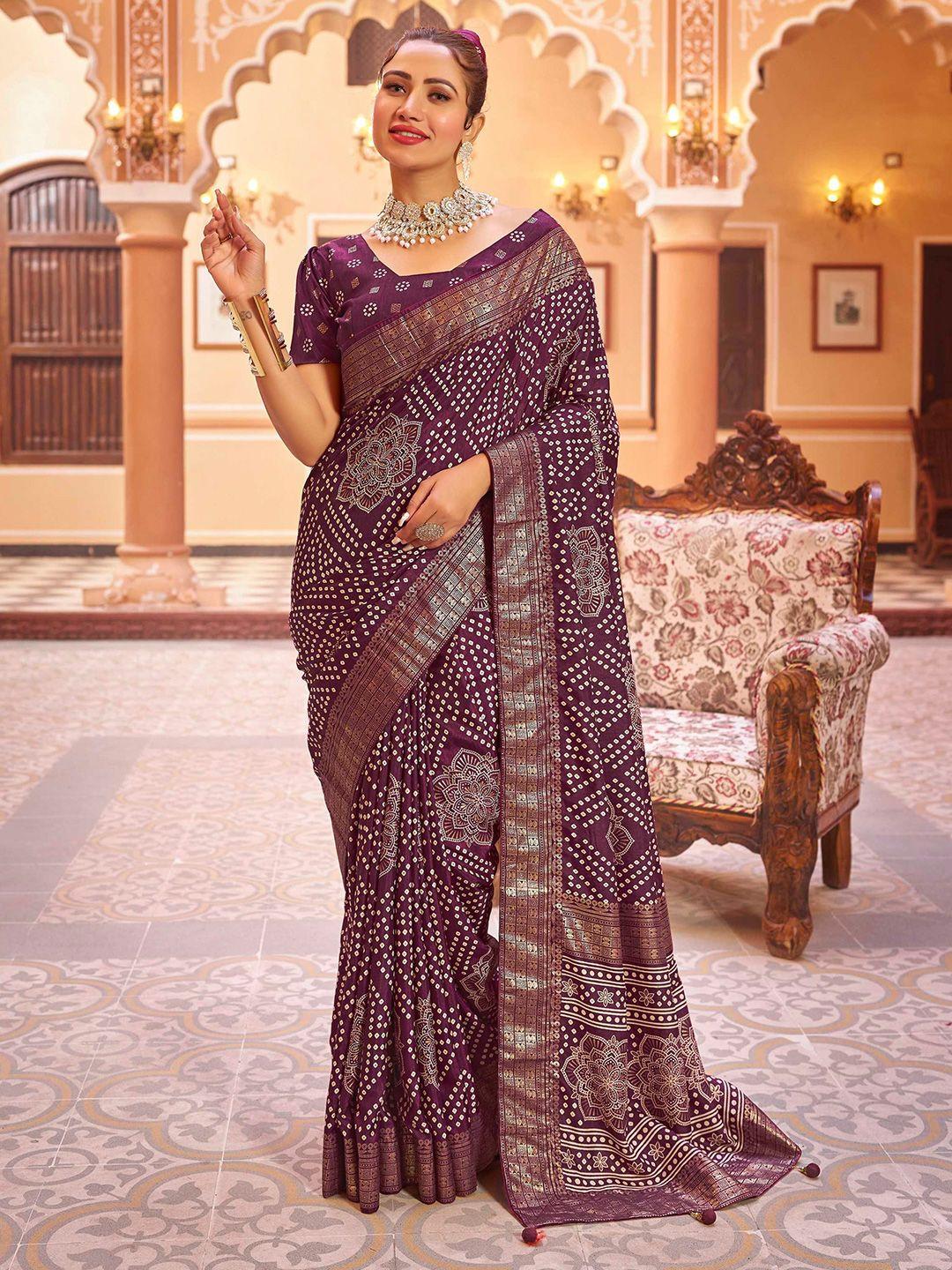 mitera bandhani zari silk blend bandhani saree