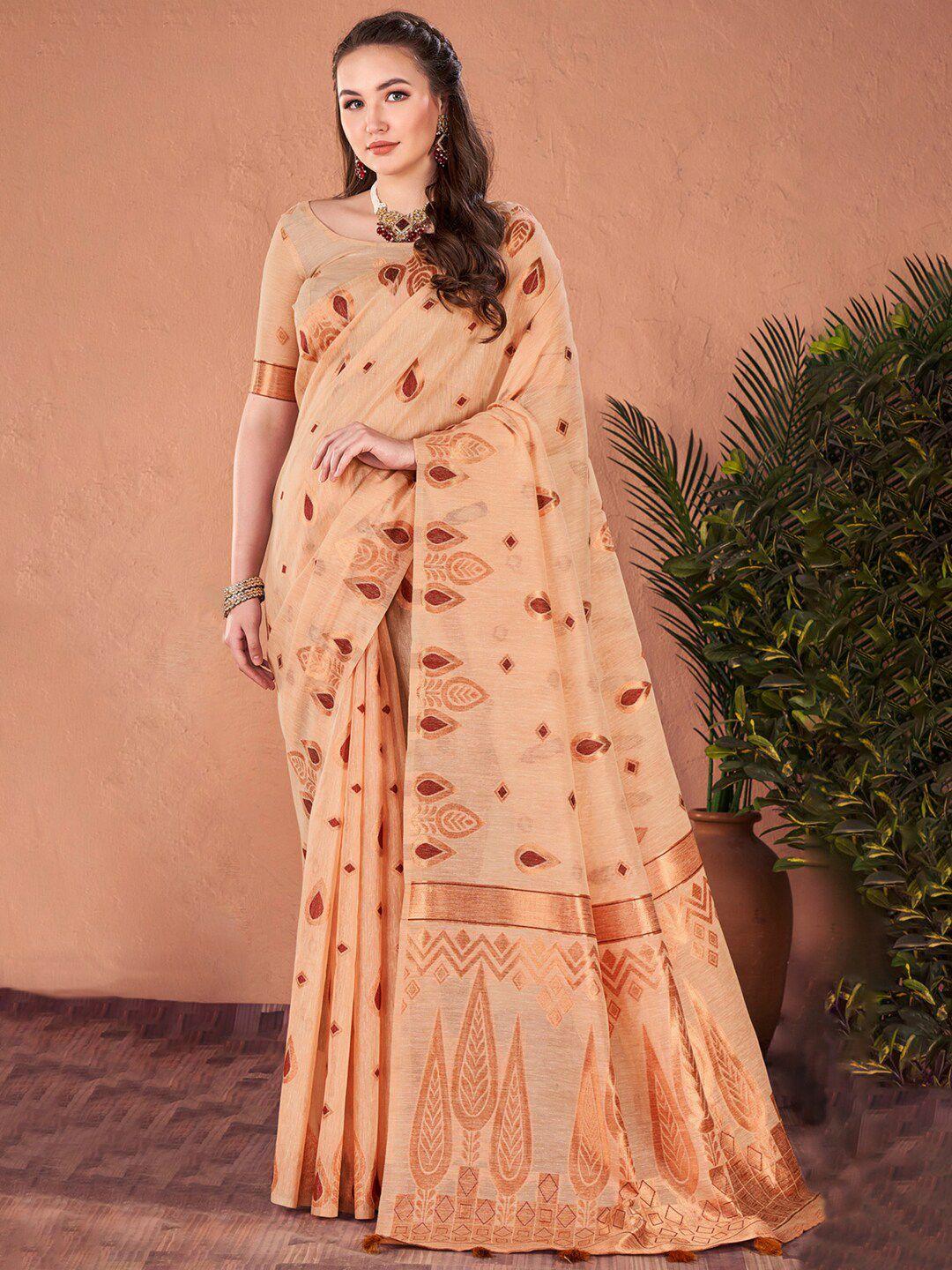 mitera beige ethnic motifs designer banarasi saree