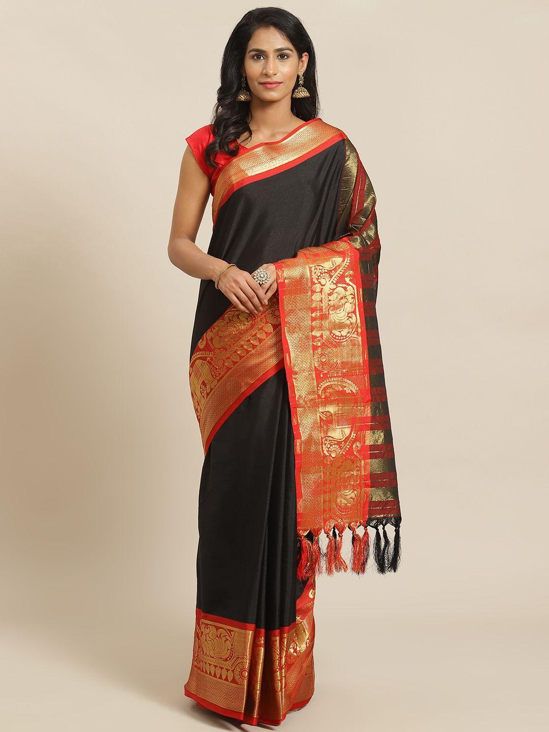 mitera black solid banarasi saree