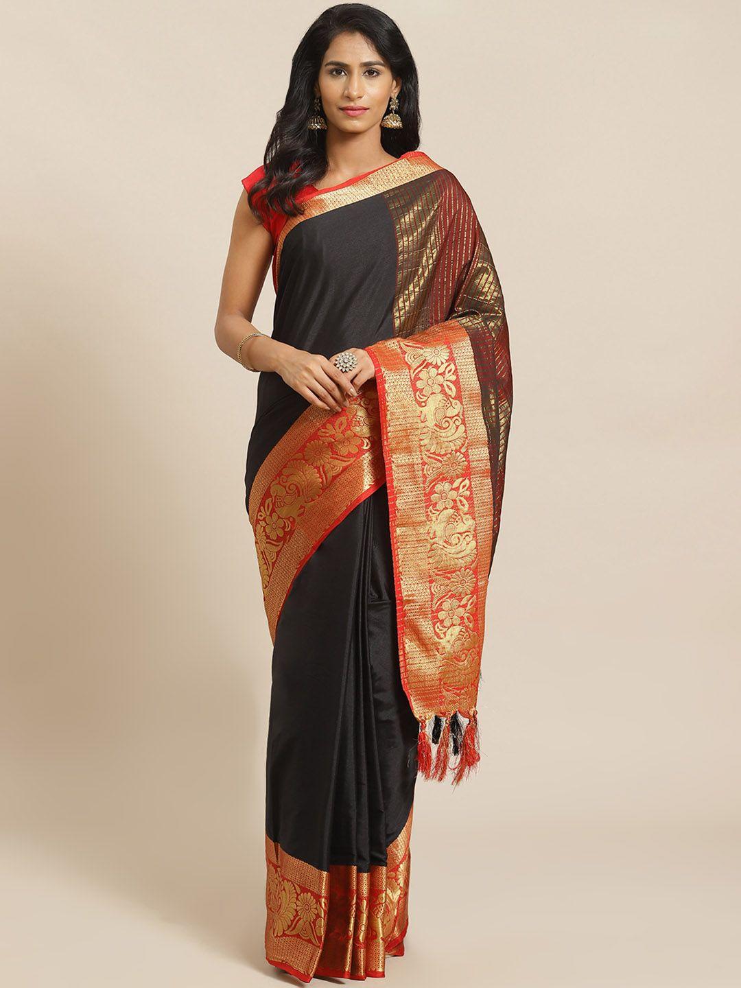 mitera black solid banarasi saree