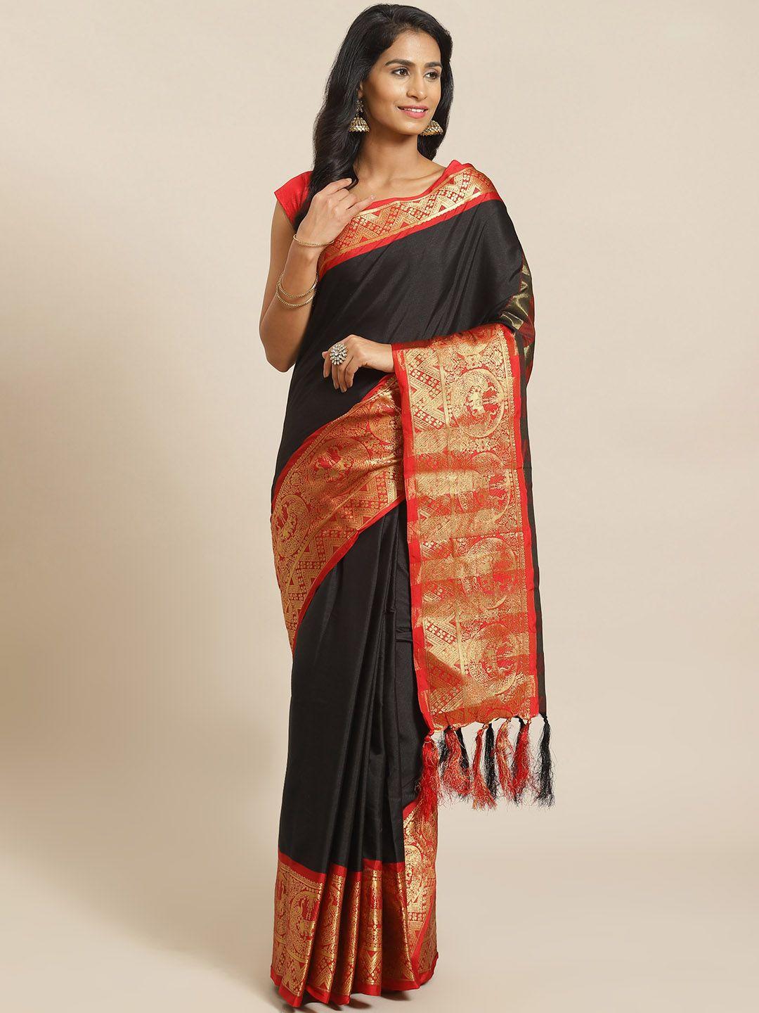 mitera black solid banarasi saree