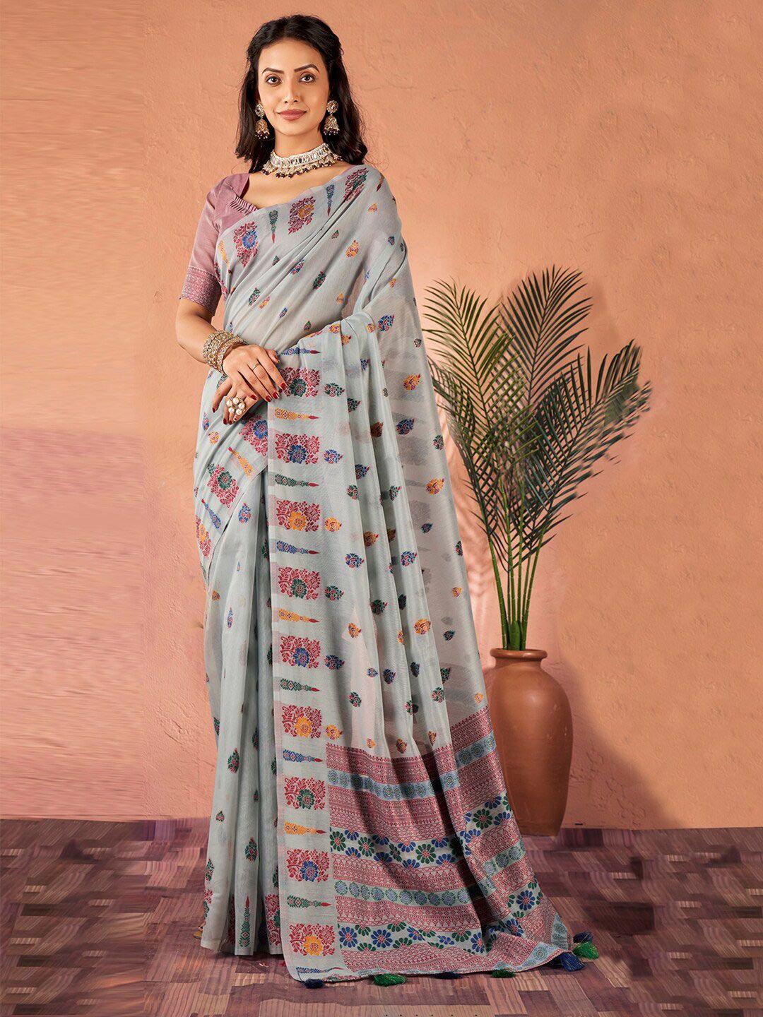 mitera blue ethnic motifs designer banarasi saree