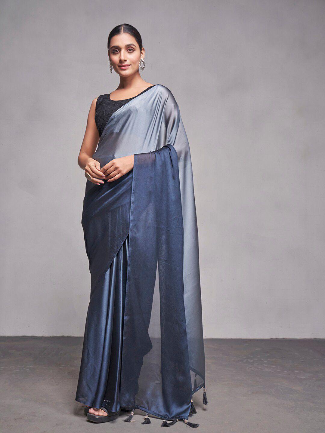 mitera blue ombre pure georgette saree