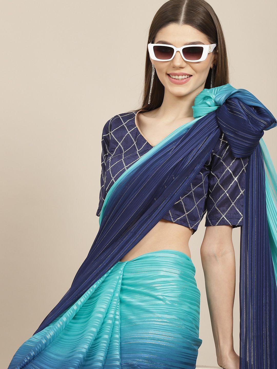 mitera blue striped saree