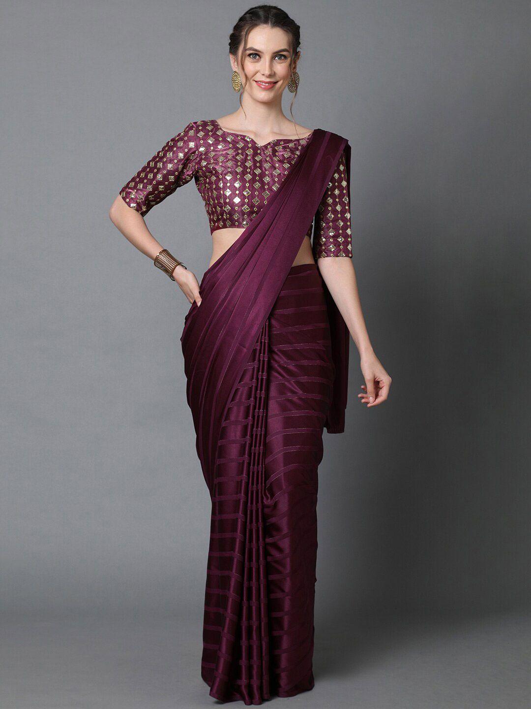 mitera burgundy striped chettinad saree