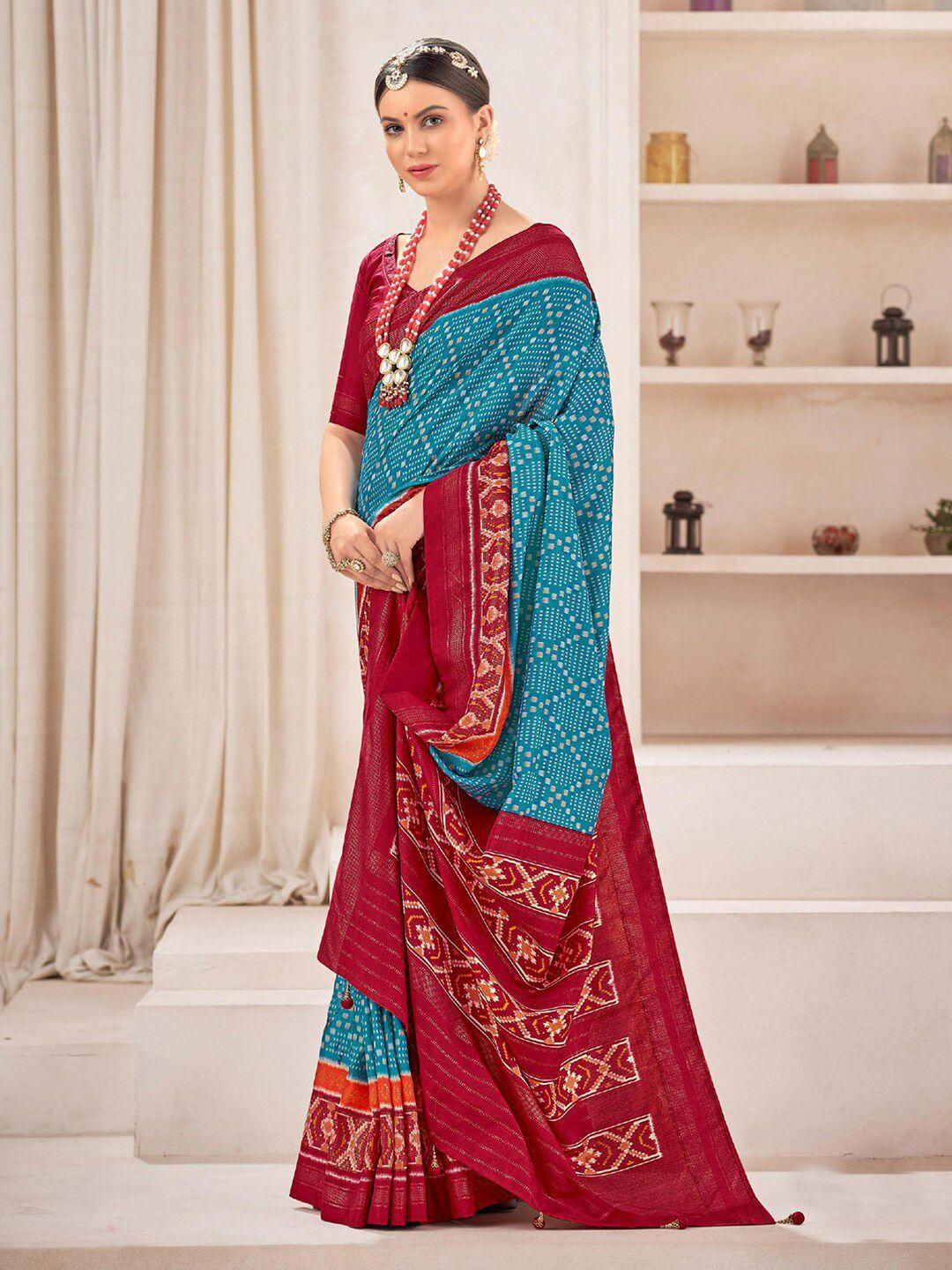 mitera checked silk blend saree