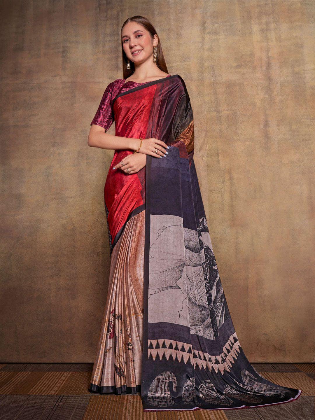 mitera colourblocked pure silk saree