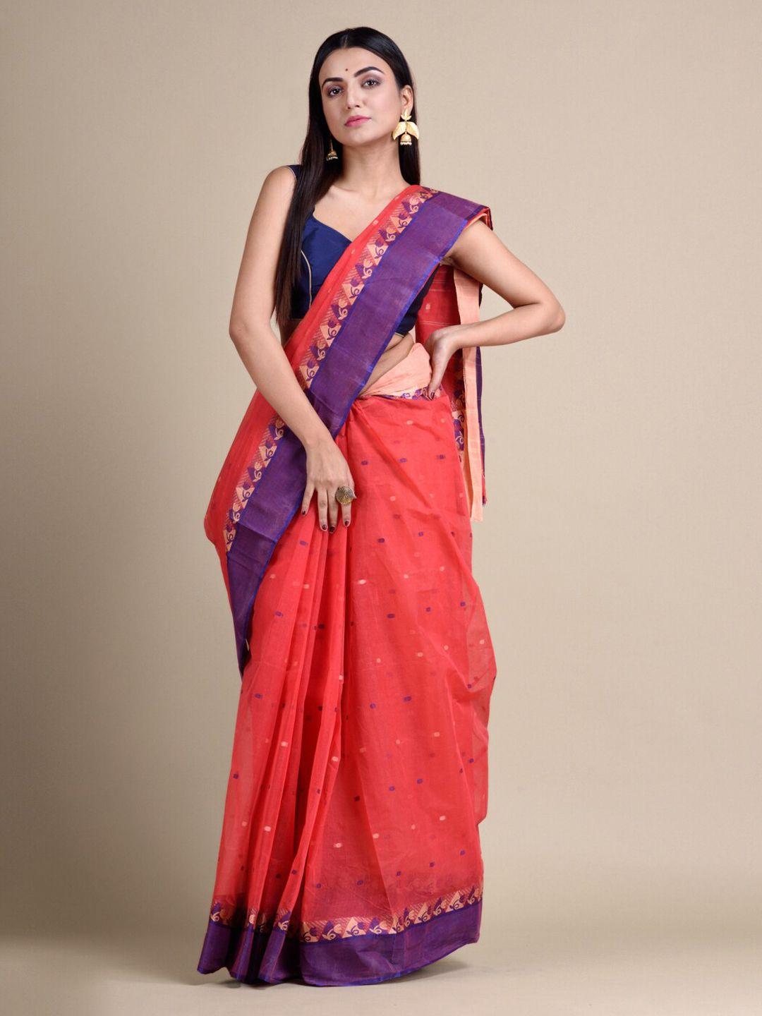 mitera coral pure cotton woven design taant saree