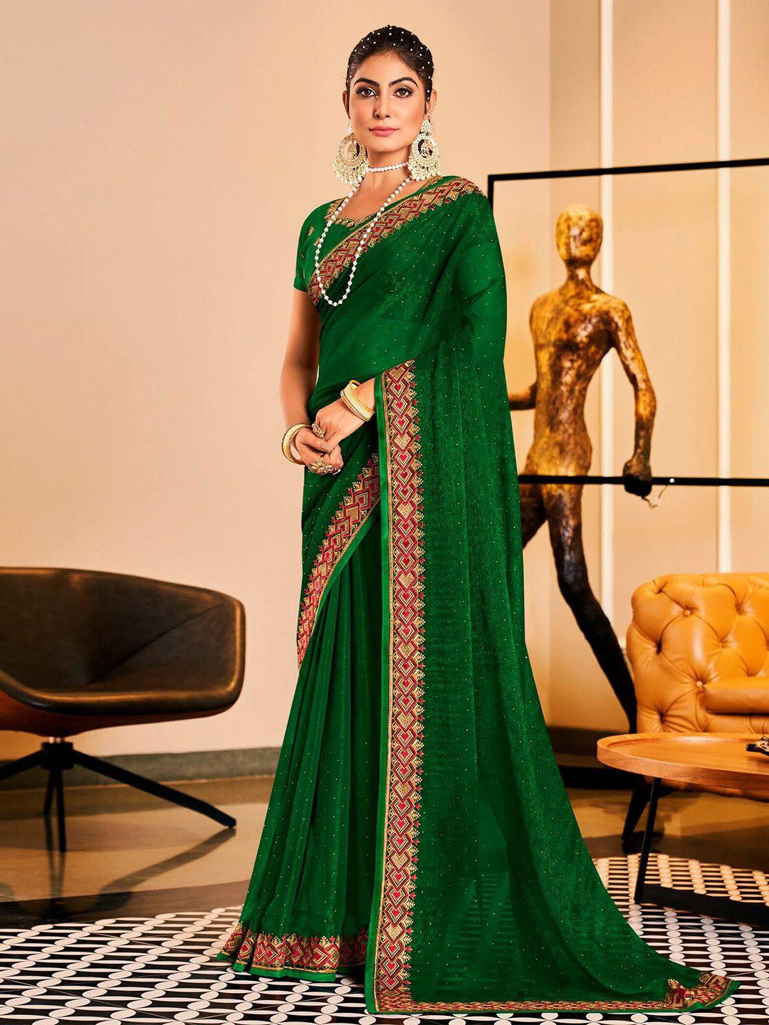 mitera embellished pure chiffon embroidered designer saree