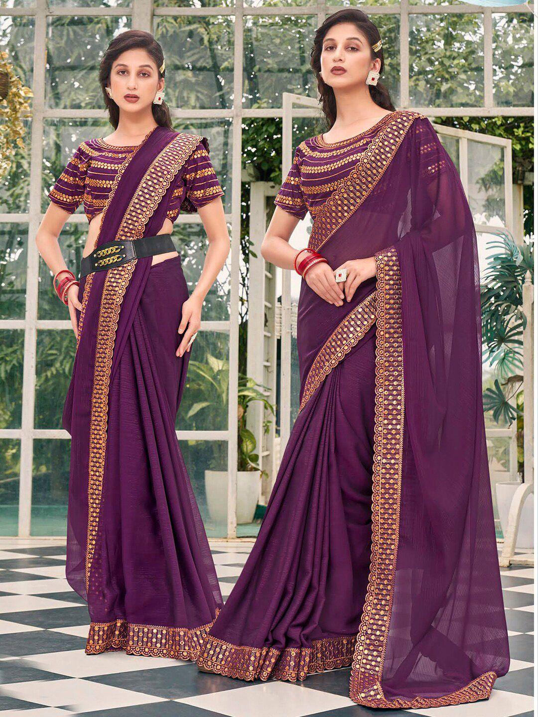 mitera embellished pure chiffon embroidered designer saree