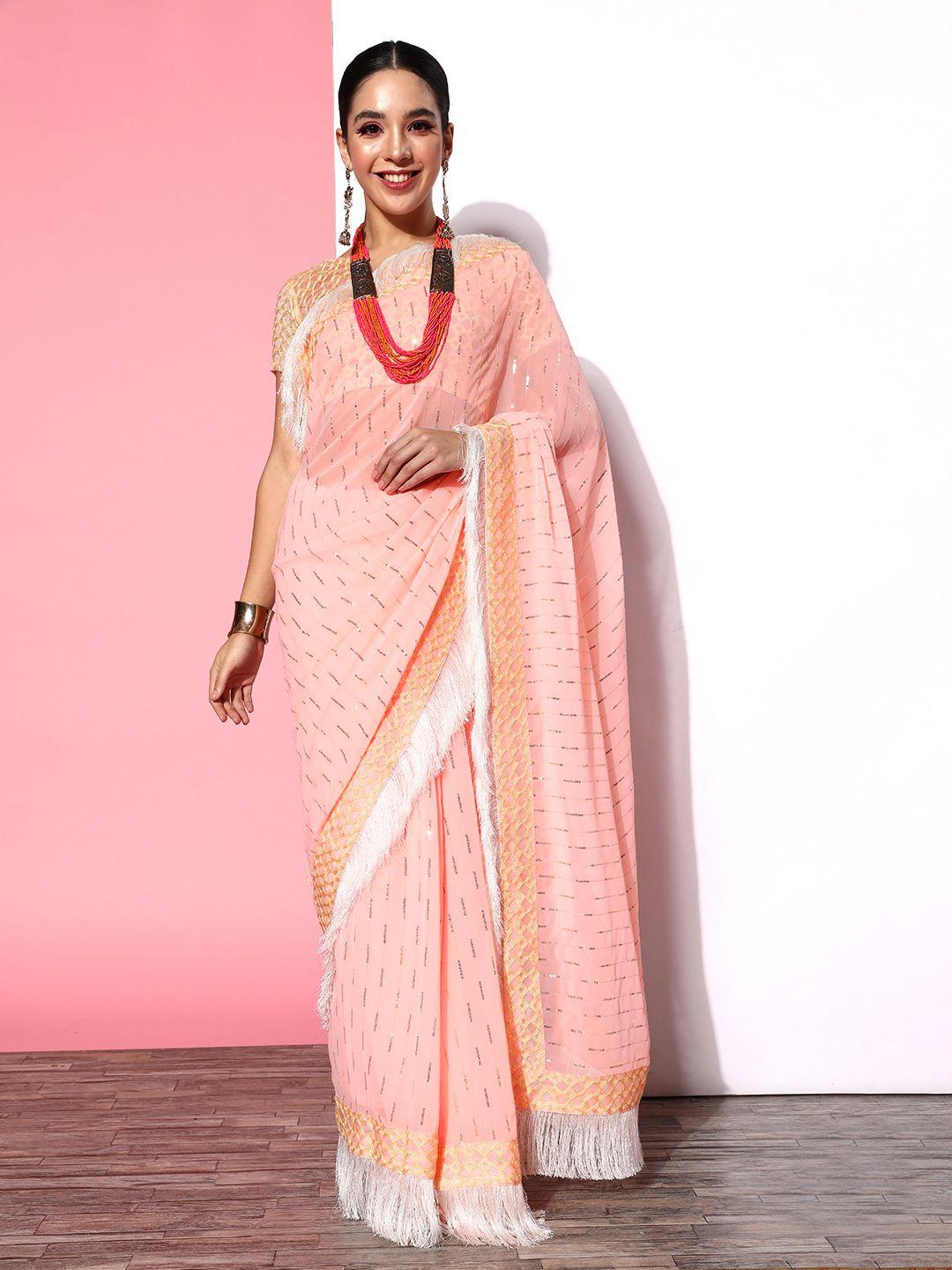 mitera embellished saree with embroidered border