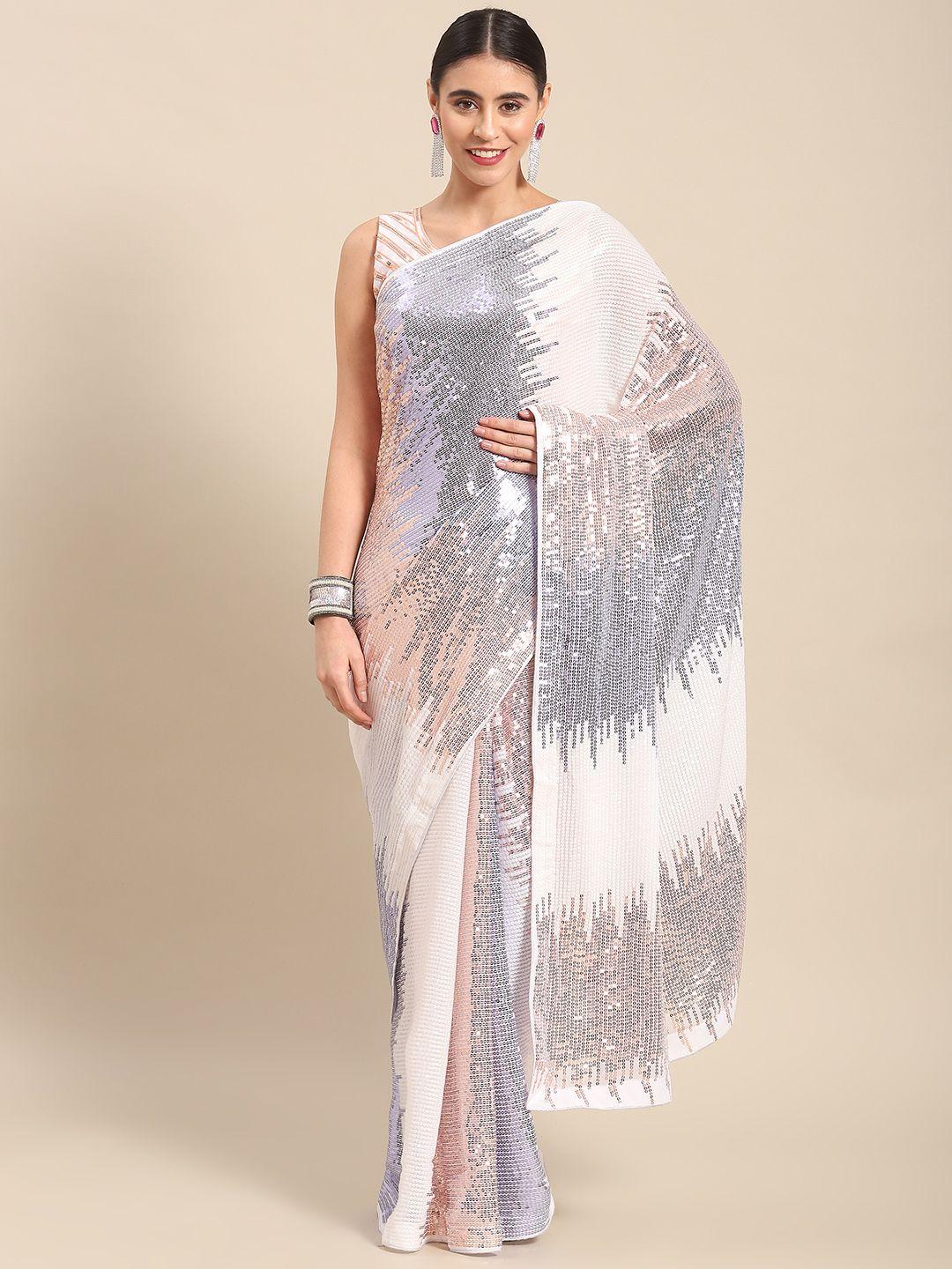 mitera embellished sequinned georgette saree