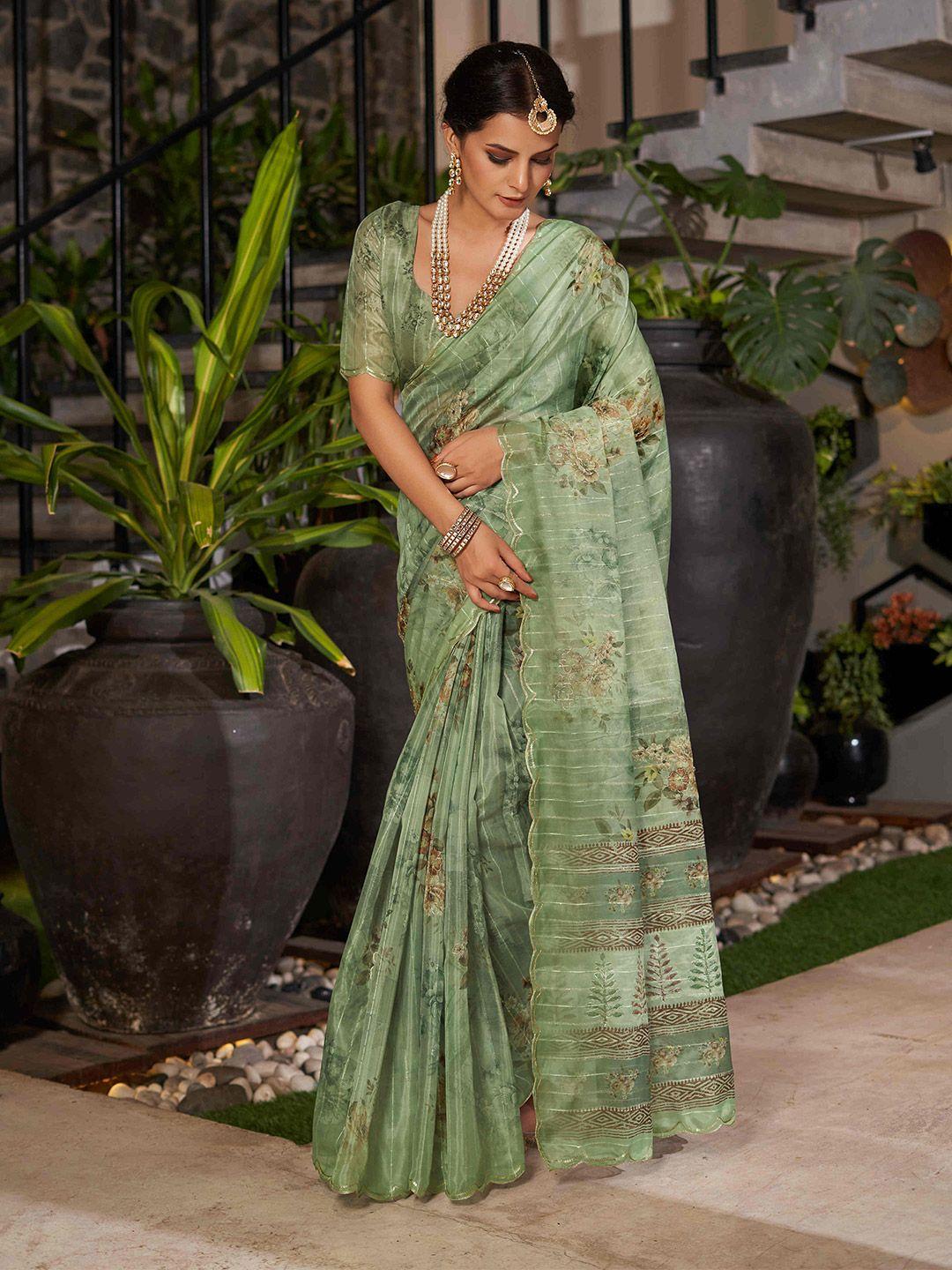 mitera embellished sequinned organza saree