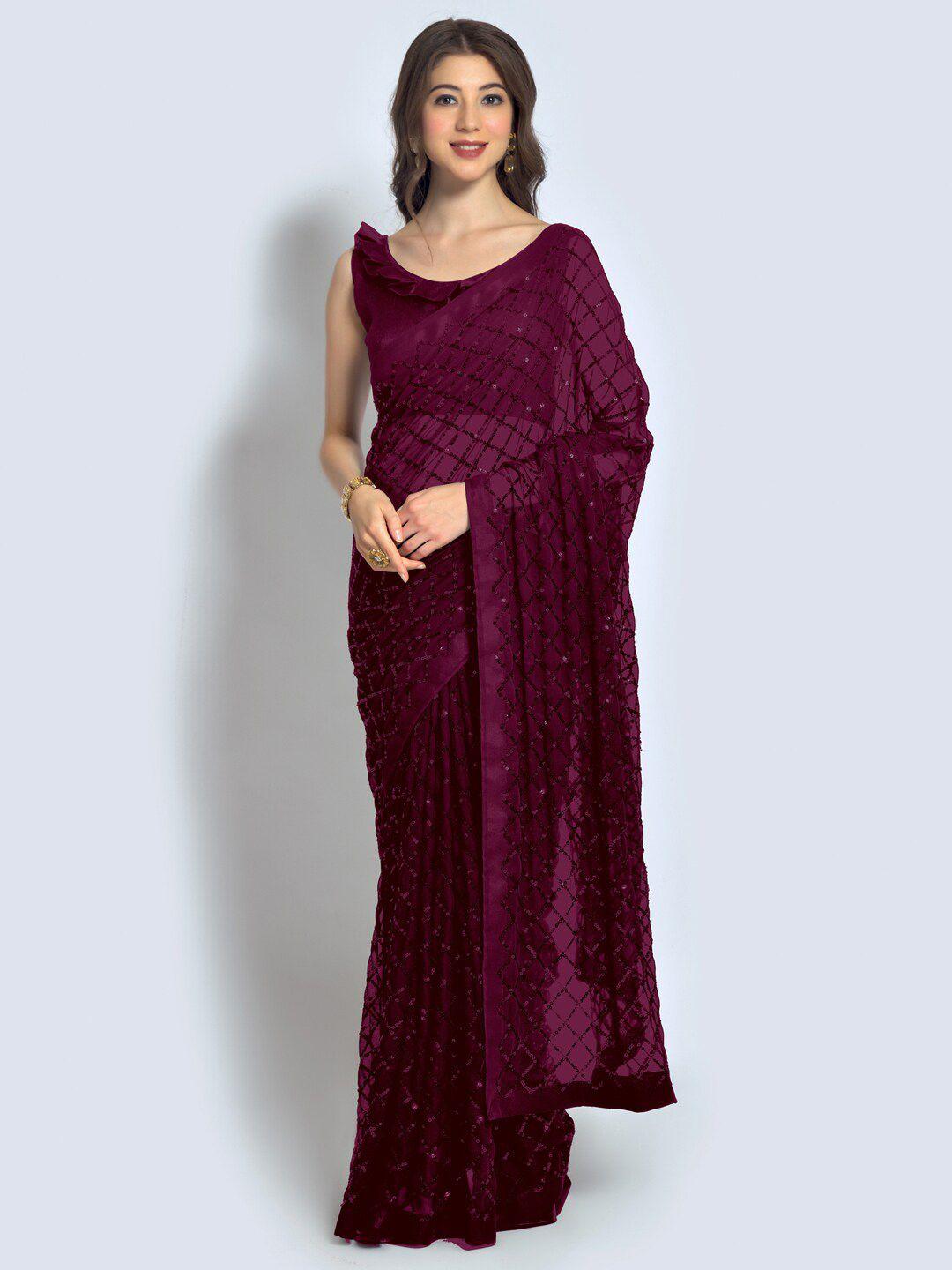 mitera embellished sequinned pure georgette saree