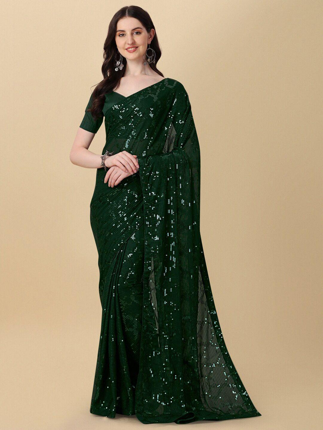 mitera embellished sequinned pure georgette saree