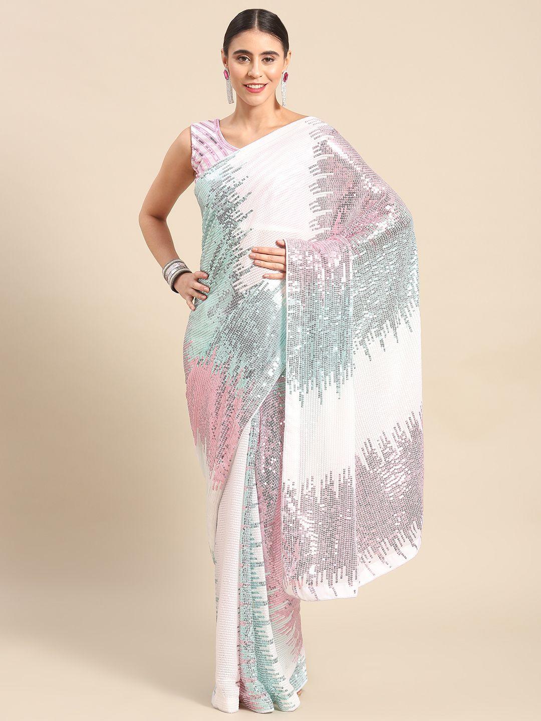 mitera embellished sequinned saree