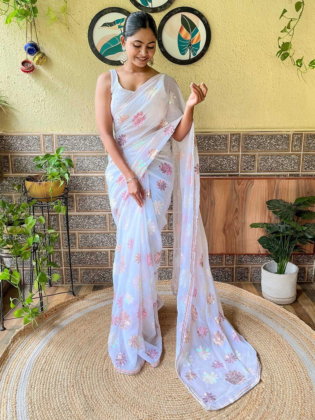 mitera embellished sequinned saree