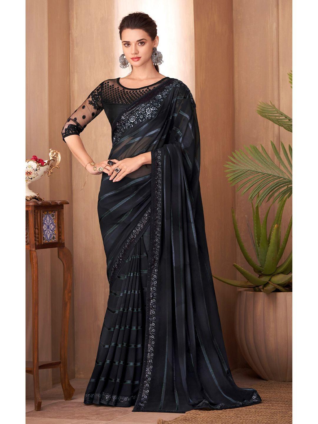 mitera embellished sequinned silk blend saree