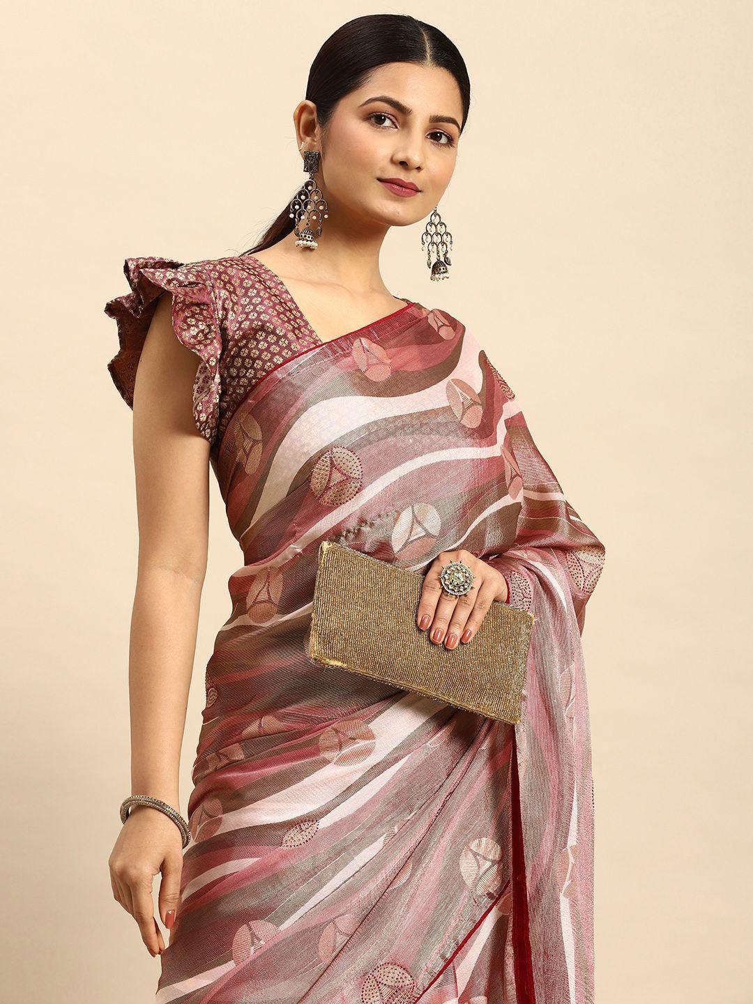 mitera embellished stones-studded pure chiffon saree