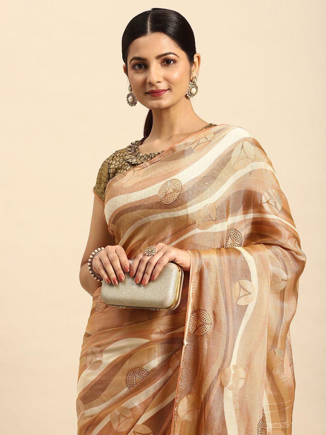 mitera embellished stones-studded pure chiffon saree