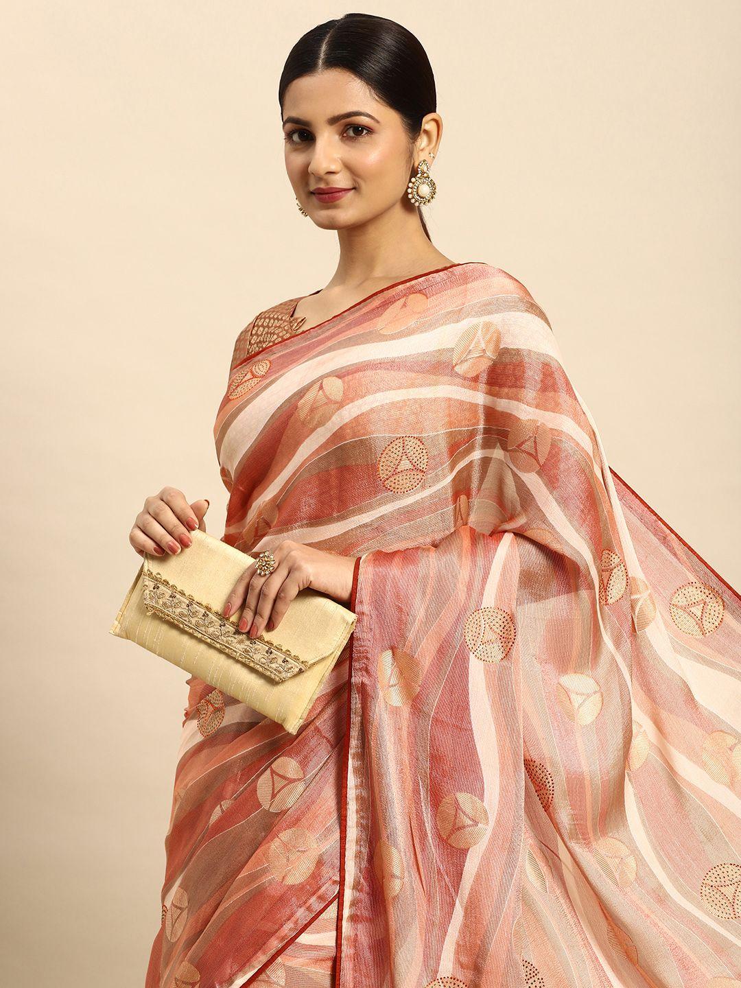 mitera embellished stones-studded pure chiffon saree