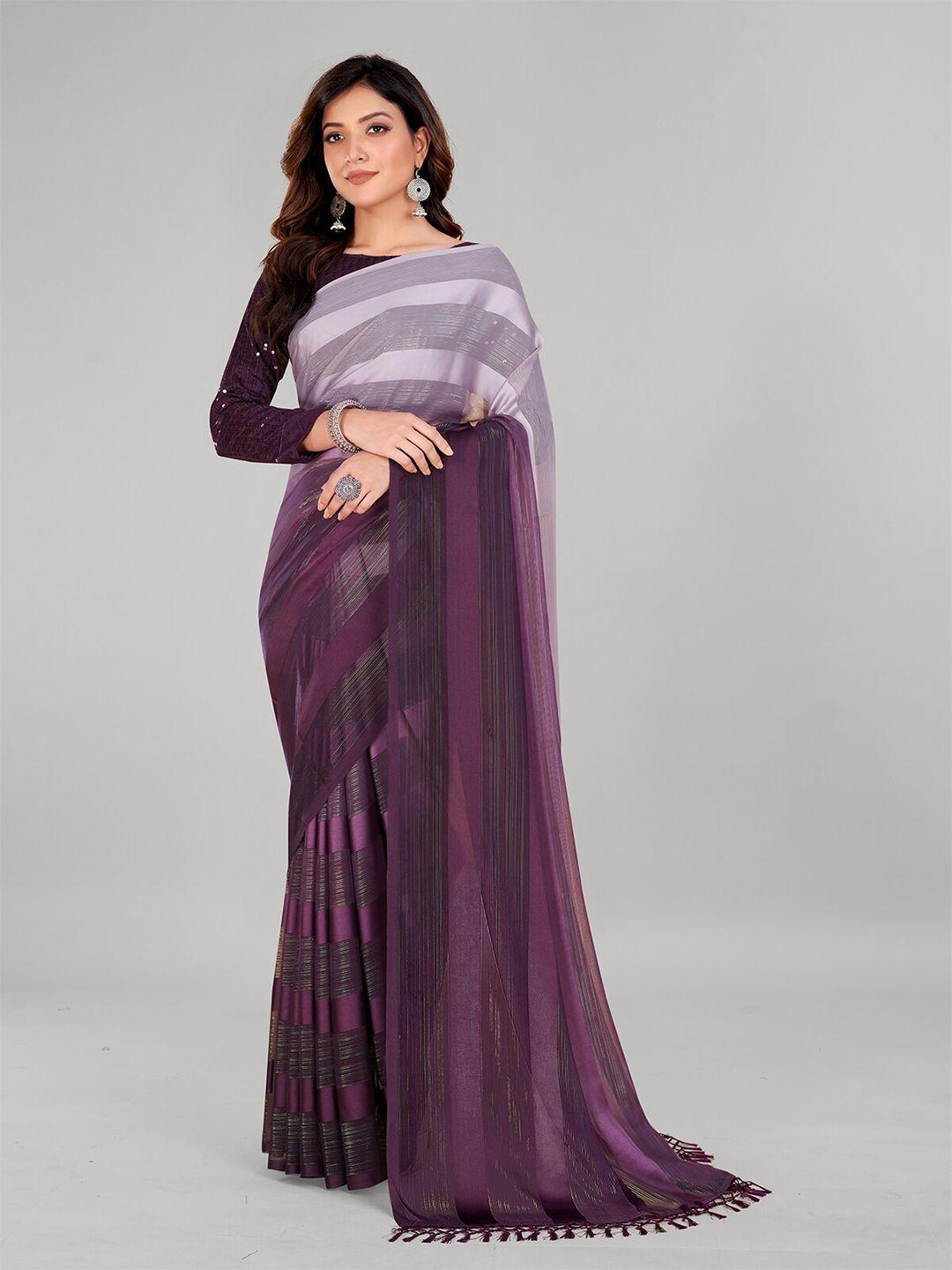 mitera embellished striped art silk saree with tassel