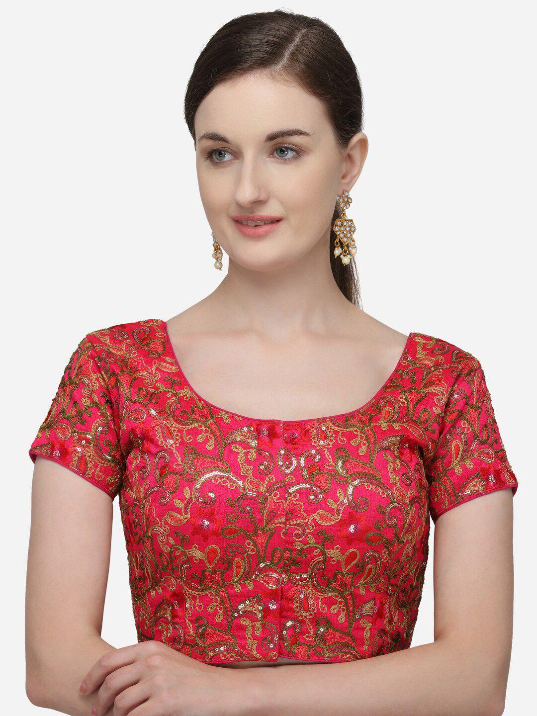 mitera embroidered  silk round neck blouse