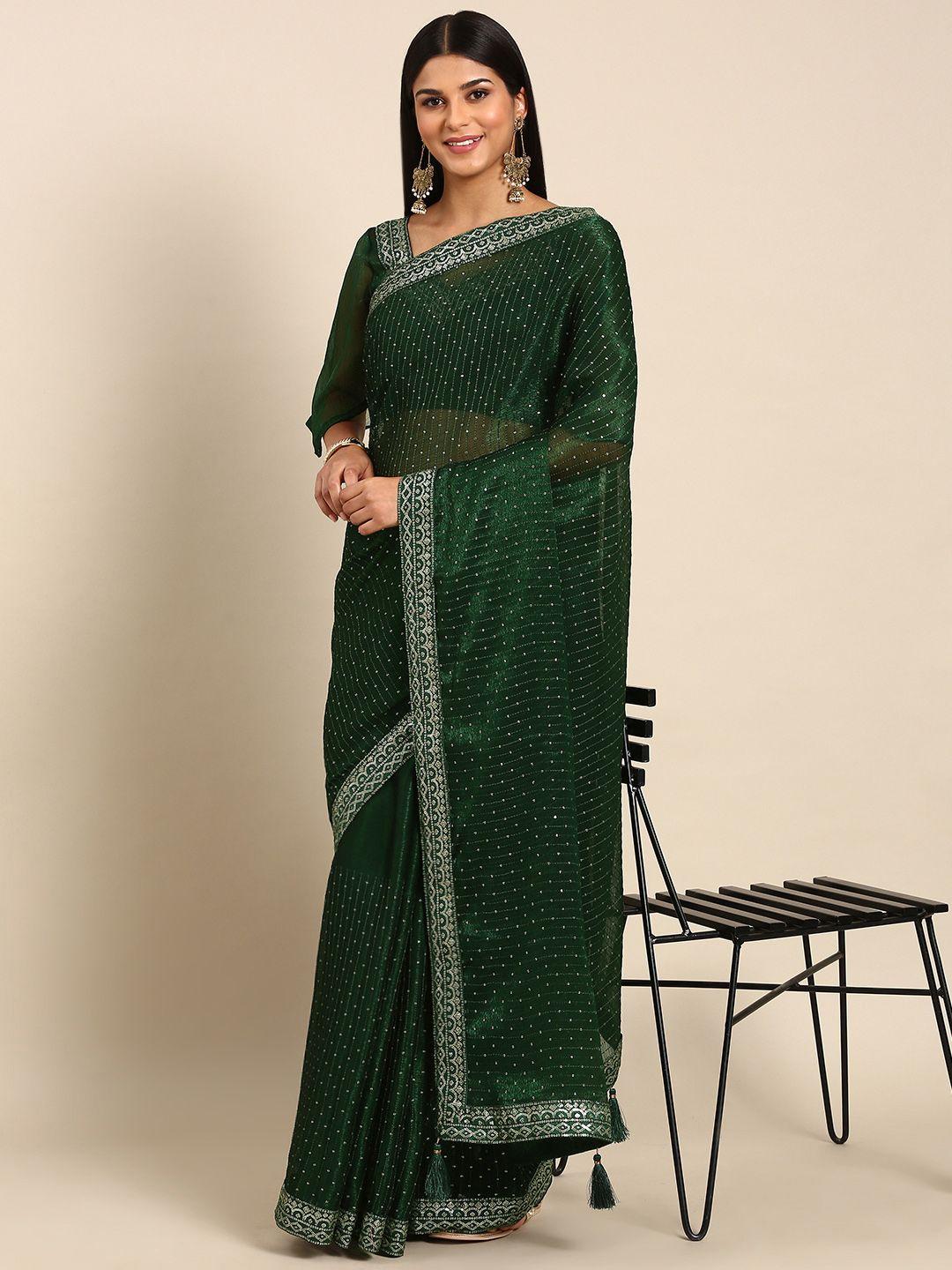 mitera embroidered embellished sequinned pure chiffon saree