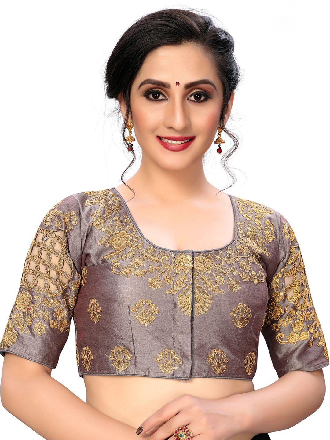 mitera embroidered round neck saree blouse