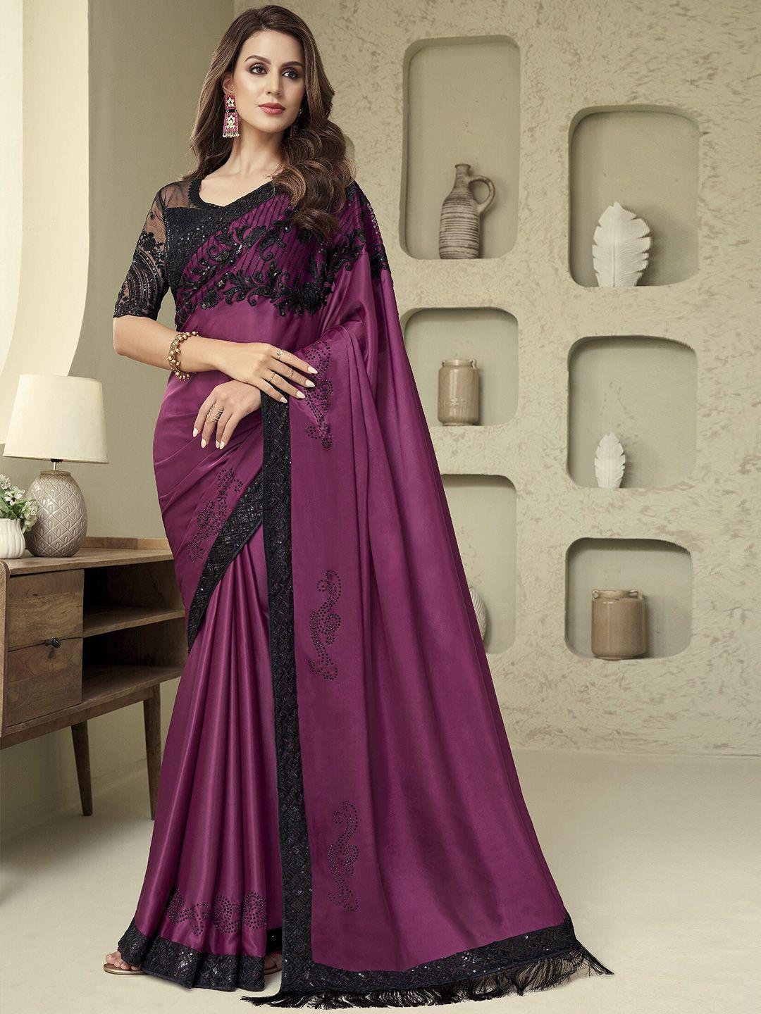 mitera embroidered work silk blend saree