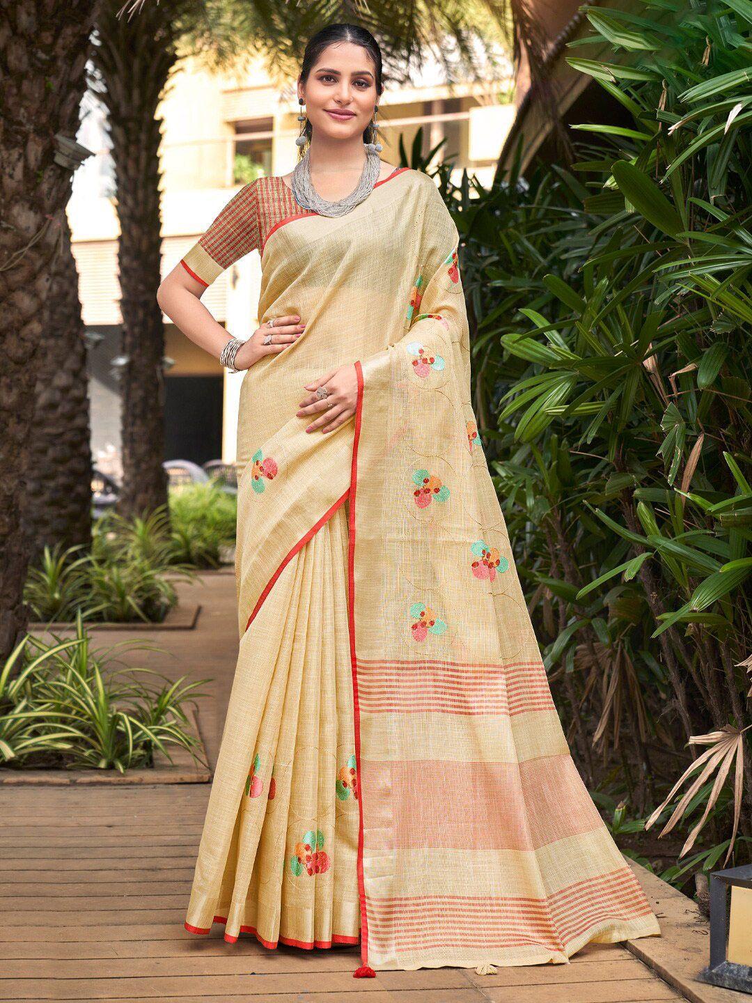 mitera embroidered zari saree