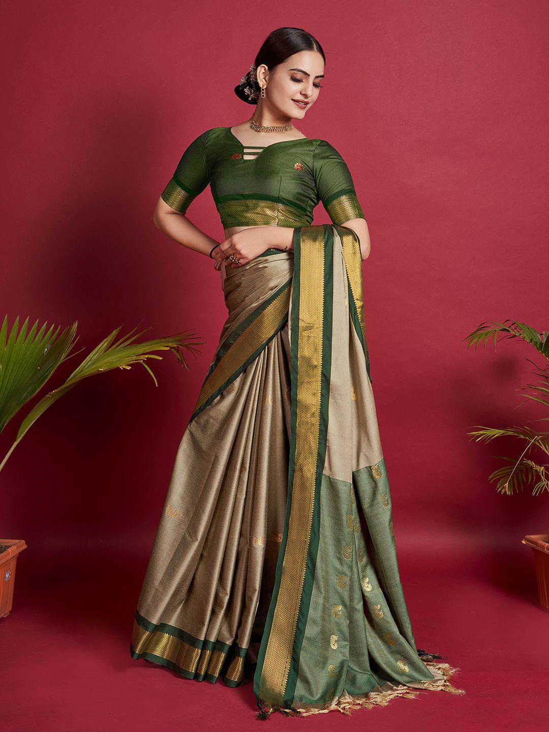 mitera ethnic motif woven design zari saree