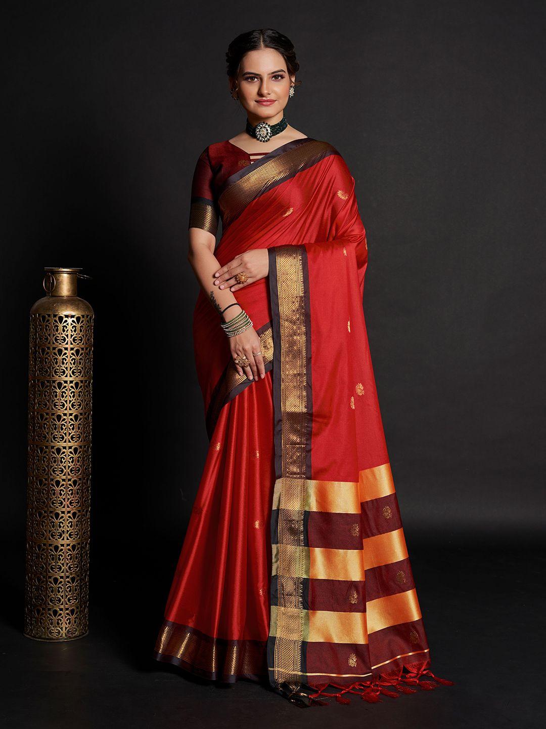 mitera ethnic motif woven design zari saree