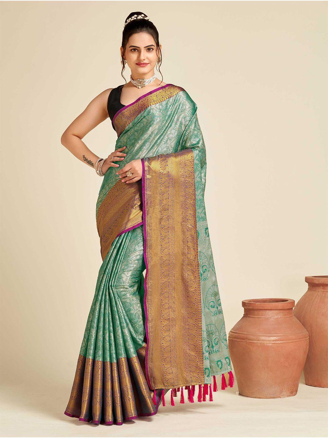 mitera ethnic motif zari tissue banarasi saree with blouse piece