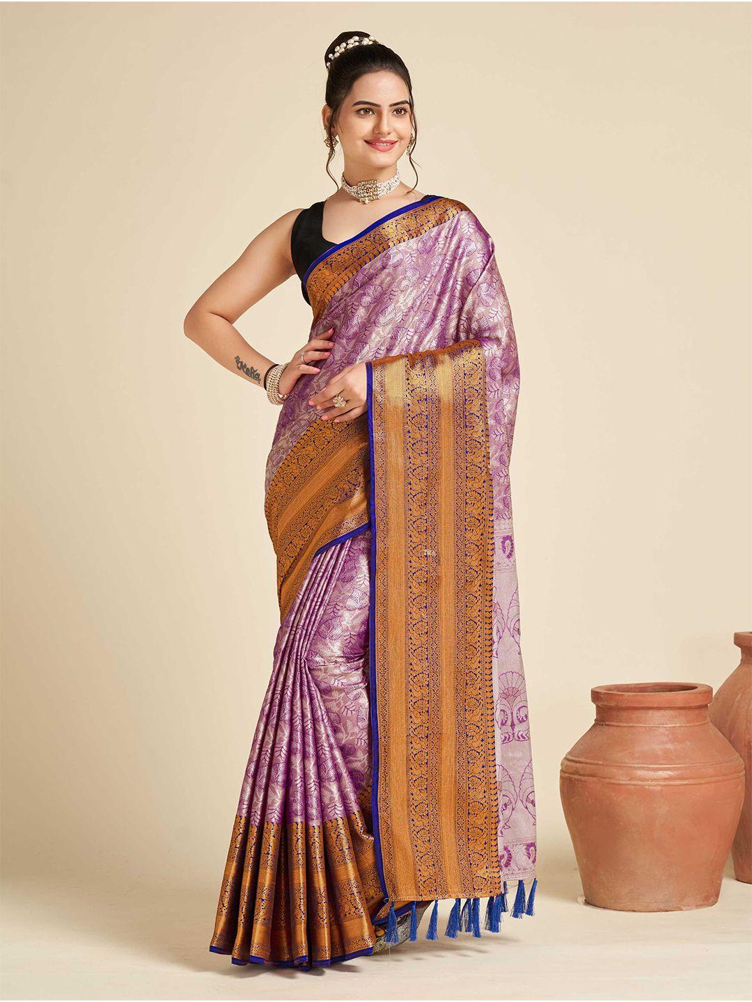 mitera ethnic motif zari tissue banarasi saree with blouse piece