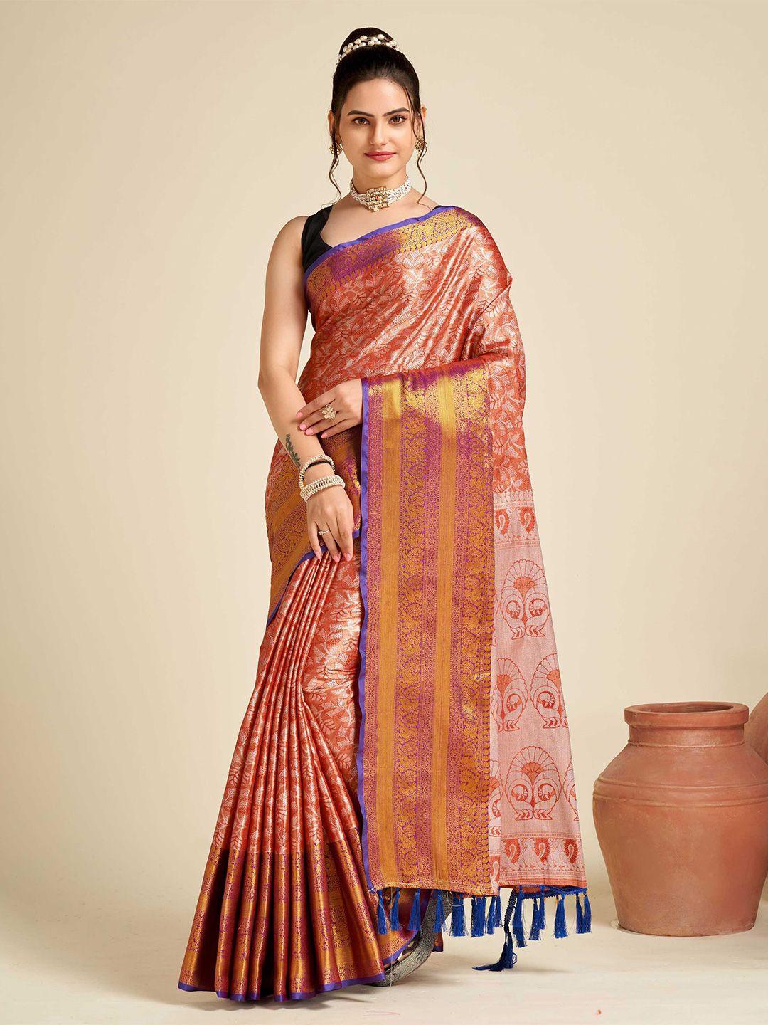 mitera ethnic motif zari tissue banarasi saree with blouse piece