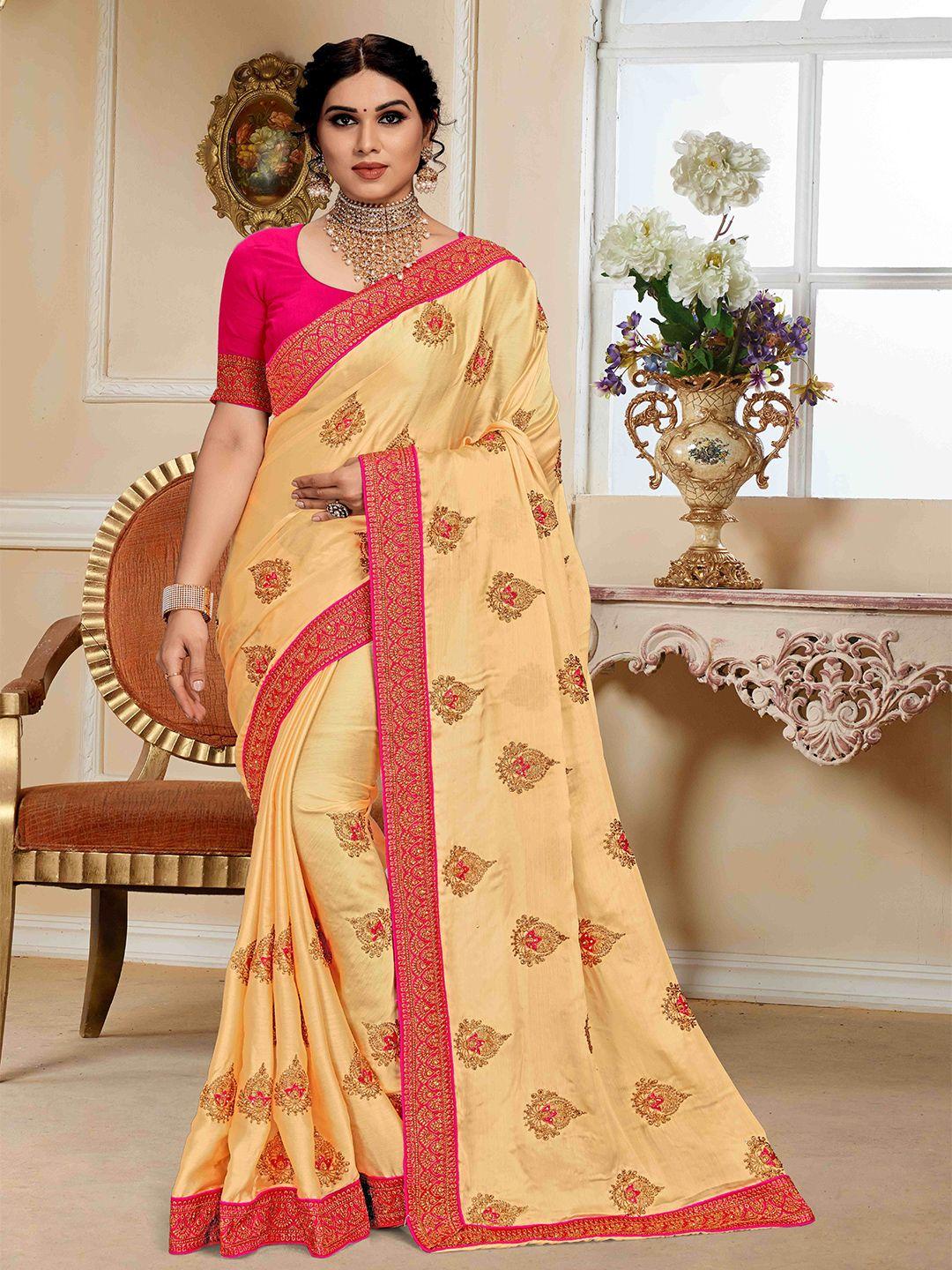 mitera ethnic motifs beads and stones silk blend saree